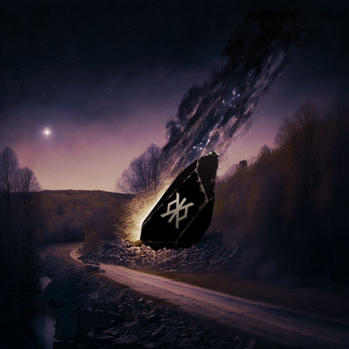 Runestone caindo como um meteorito